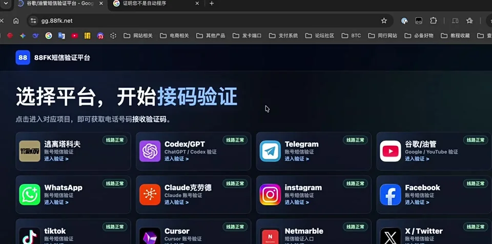 在 88FK 首页选择 Google 验证项目