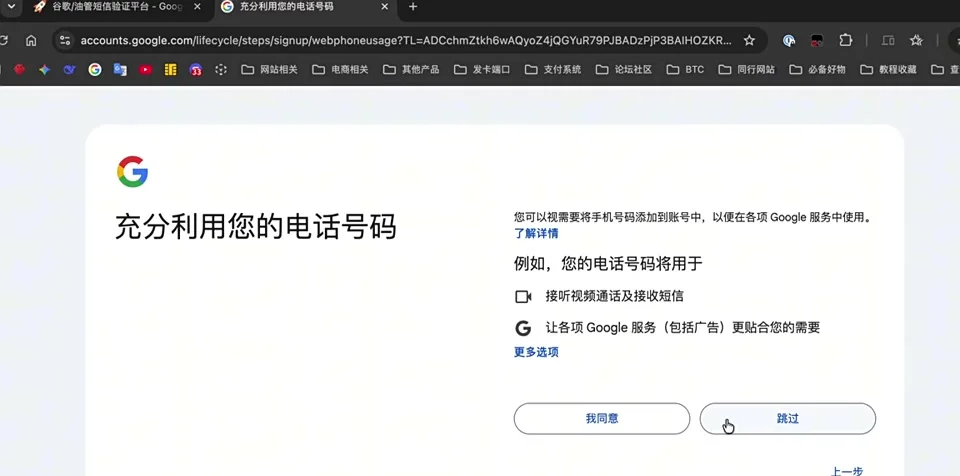 Google 验证后续确认页面