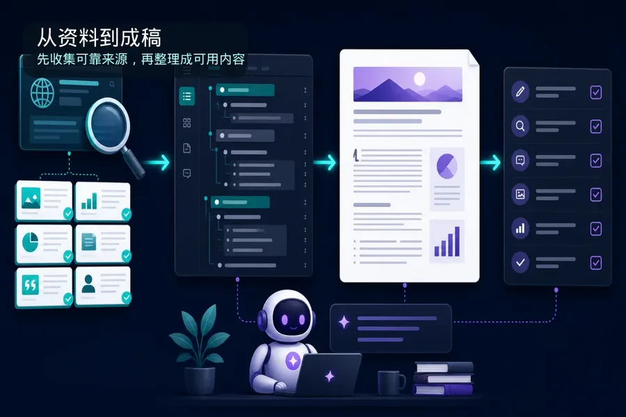 Perplexity 收集资料到 ChatGPT 整理成稿流程图