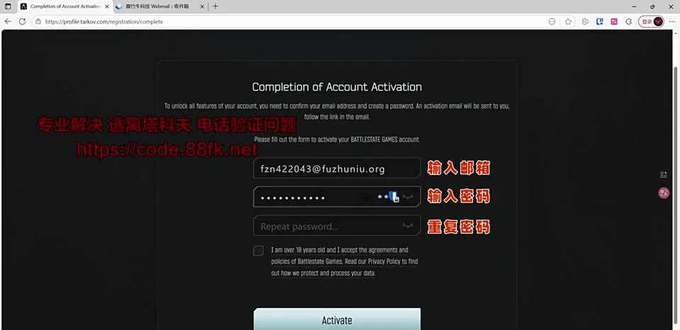 塔科夫站内卡密验证页面